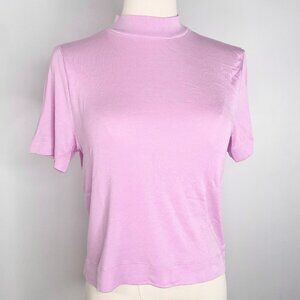 Pink mock-neck ribbed turtleneck sweater t-shirt - Babaton